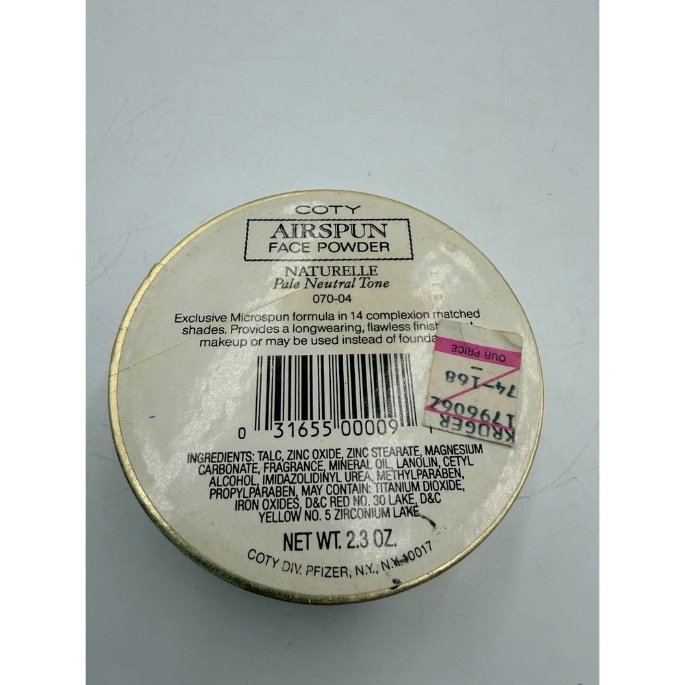 Vintage COTY AIRSPUN Face Powder 2.3 Oz. Round Box Dresser Decor Partial Full